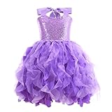 Purple Tutu Dress for Girls Fancy Sparkly Sequin Tulle Fairy Princess Party Dress Costume for Kids Girls Pageant Sneaker Ball Gown Birthday Outfit 5-6T