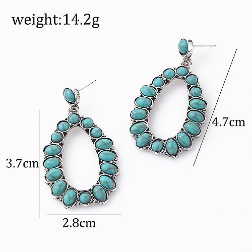 Boolavard TUR0262 Turquoise Bohemian Dangle Earrings For Women, Turquoise Dainty Teardrop Drop Earrings Boho Hoop Healing Stone Stud Earrings Jewelry Gifts thumb #1