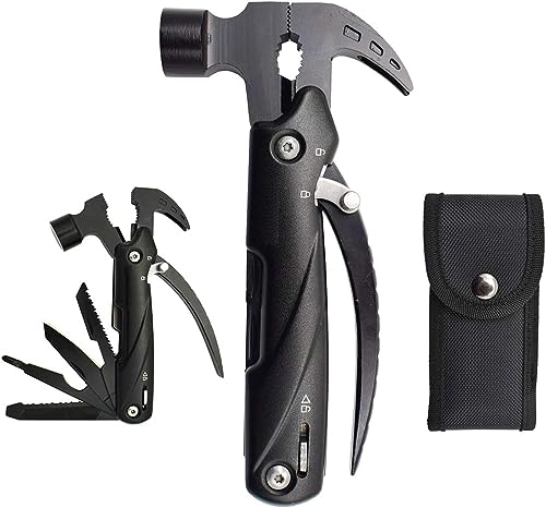 ULTRINA 12-in-1 Multitool Hammer, Safety Lock, Screwdriver Bits Set and Durable Nylon Sheath, Potable Multi Tool Hammer Claw for Outdoor, Indoor, Camping, Hiking Ideal Gifts.
