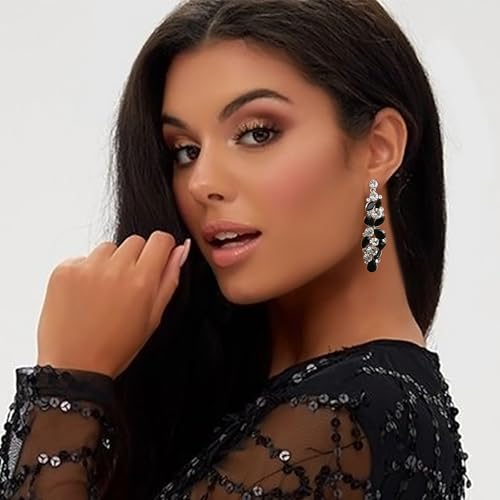 EVER FAITH Bridal Tear Drop Flower Cluster Dangle Earrings Crystal Rhinestone2