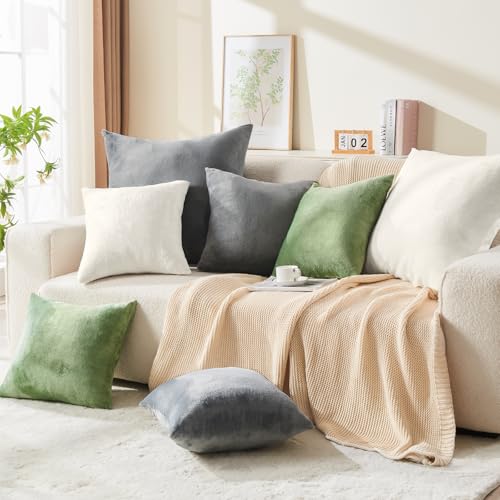 Image of BEDELITE Velvet Pillow Covers with Zipper, Gray, 18x18 Inches, 2 Pack | Super Soft, Cozy Luxury Feel, Square Decorative Pillow Covers, for Bedroom Sofa Couch, All-Season Comfort, Easy Care