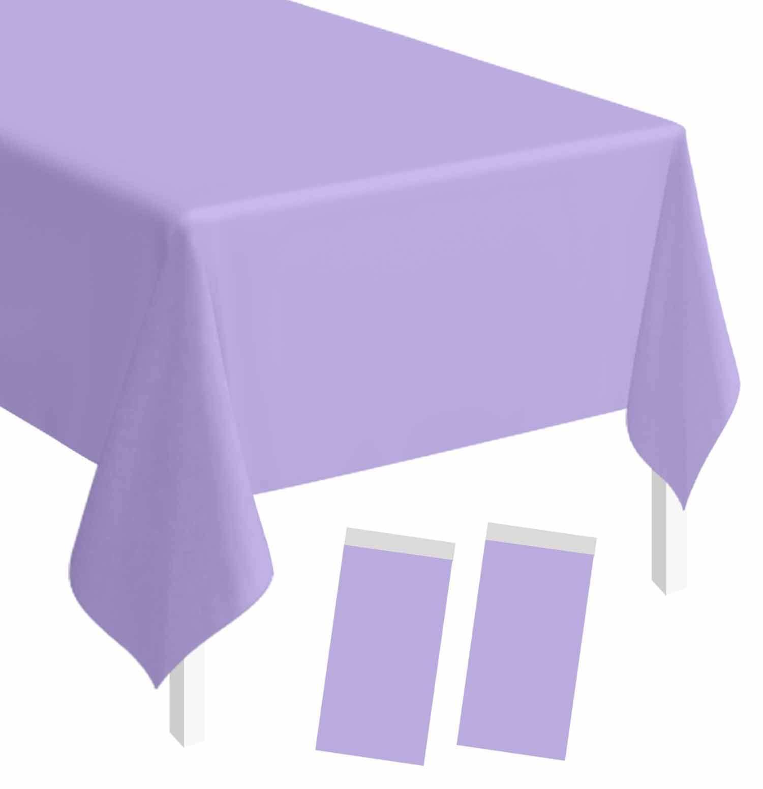 SietDESEO 2 Pack Light Purple Plastic Tablecloth Rectangle 54 x 108 Lavender Disposable Table Cloth Plastic Lavender Table Cover for Wedding Baby Shower Party Decorations