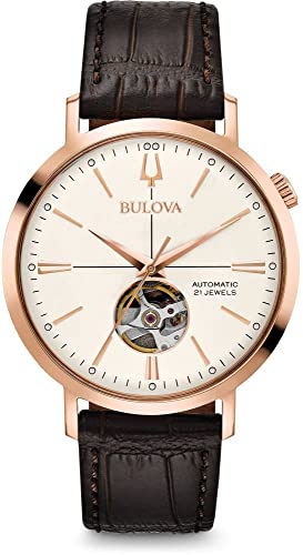 Bulova Orologio Analogico Automatico Uomo con Cinturino in Pelle 97A136