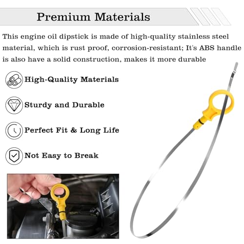 Image of BR3Z-6750-A Oil Dipstick Indicator, Compatible with Ford F150 Mustang 2011-2014 Engine Oil Fluid Level Dip Stick Replace 918-606