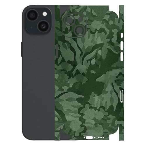 Image of AtOdds - Full Body Back Screen Guard Protector Film - Lamination Wrap Skin Sticker for iPhone 15 Plus | Scratchproof Matte Finish (Design - Green Camo)