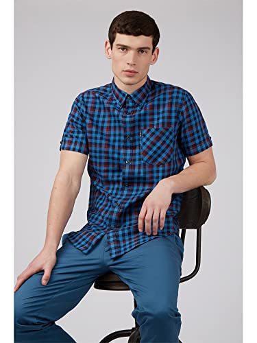 Ben Sherman Camicia da uomo a maniche corte a
