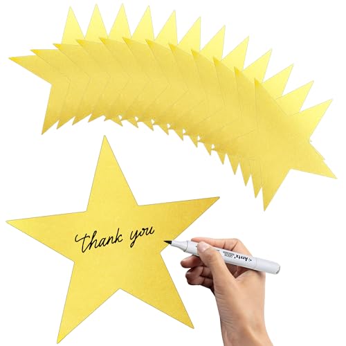 Image of 24PCS Gold Star Cutouts, 11 Inch Large Double Printed Paper Stars Cutouts, Cardboard Star Cutouts, Glitter Stars Decorations for Classroom Wall Movie Night Bulletin Board Party Supply