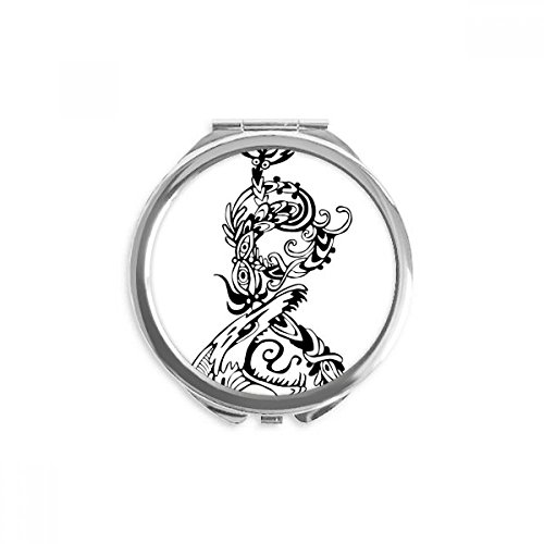 Miroir portable de poche maquillage oiseau dragon multicolore rond