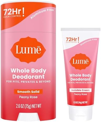 Lume Whole Body Deodorant - Cream Tube Mini + Stick Bundle - (Peony Rose)