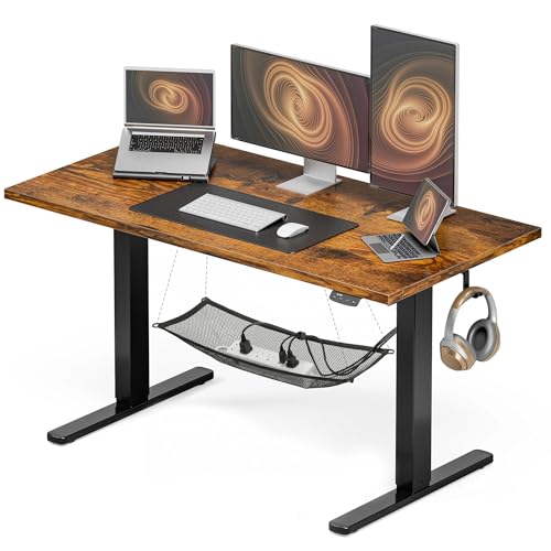 Acrolix Electric Standing Desk, Height Adjustable Home Office Desk with Memory Presets & Cable Management,Rustic Brown Sit Stand Desk for Work from Home, Ergonomic Computer Desk (48" x 24")