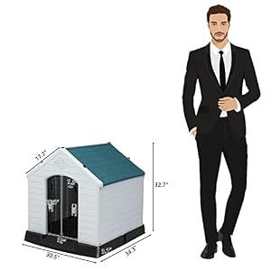 Bonnlo Plastic Dog House, Pet Dog Kennel Water Resistant for Small Medium Sized Dogs with Door, Indoor & Outdoor Use (32.7" H) Bonnlo Plastic Dog House, Pet Dog Kennel Water Resistant for Small Medium Sized Dogs with Door, Indoor & Outdoor Use (32.7″ H)