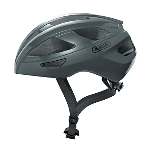 ABUS Rennradhelm Macator - sportiver Fahrradhelm für Einsteiger - auch für Zopfträger/-innen - für Damen und Herren - Grau Glänzend, Größe S – Ansicht 4