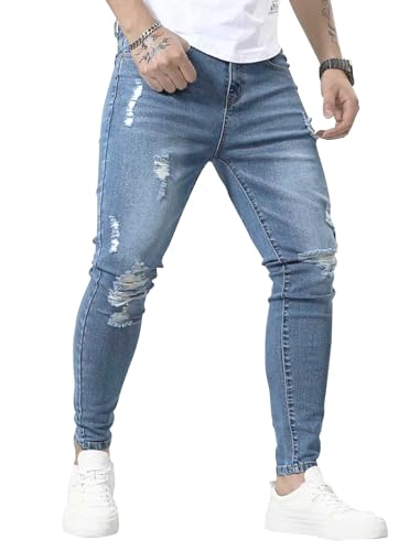 HUNGSON Skinny Jeans for Men Stretch Slim Fit Ripped Distressed - Image 5