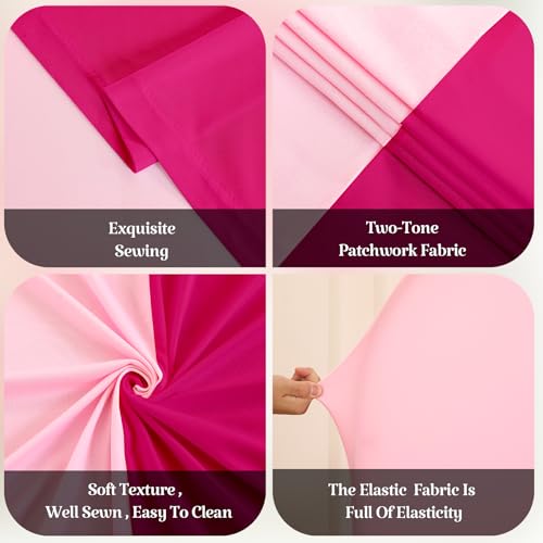 Image of 7.2FT 6FT Arch Backdrop Cover for Wedding, Set of 2 Stretchy Spandex Fitted Arch Stand Cover for Baby Shower, Birthday Party Decor, Chiara Backdrop Cover with Double-Sided Design(Pink, Hot Pink)