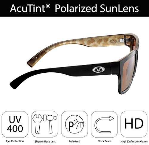 Flying Fisherman unisex adult Harper Sunglasses, Gloss Black Frame/Copper-silver Mirror Lens, Medium US4