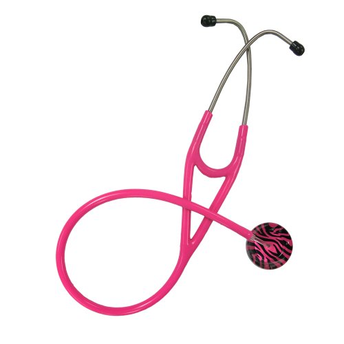 Ultrascope Adult Stethoscope with Hot Pink Tubing, Zebra Print Design