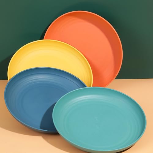 Image of Unbreakable Dinner Plates for Kitchen, Camping, Home, School, Bbqs, Picnics, Dorms, Offices, Appetizing, Soup, Rice, Salad Dishwasher Microwave Safe Dinnerware (20cm+23cm, Green, Pack of 2)