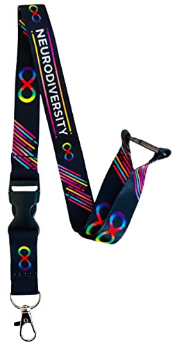 PAC Supplies Global Neurodiversity Awareness Lanyard With Detachable Clip & Safety Breakaway (Black)