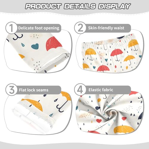 Girls Leggings Cute Umbrella Rain Cloud Print Soft Toddler Leggings for Girls Kids Pants Size 4T-10T3
