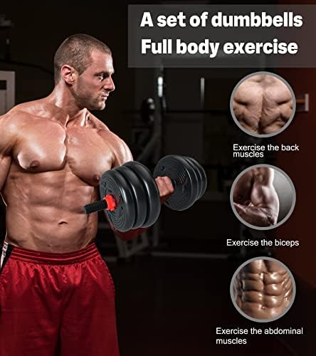 Adjustable Weight Set 20KG Dumbbells Set Barbell Kettlebell Weight Set with Connecting Rod, Weight Lifting Free Dumbbell for Home Gym Fitness Equipment Strength Training Workout Set(UK Stock)