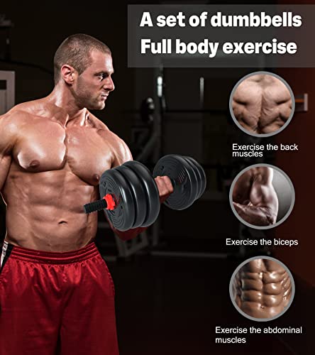 Ajumker Dumbbell Set Adjustable 44Lbs Dumbbells Barbell Set 2 In 1 Dumbbells Set Strength Training Gym Weights Set 20Kg Bodybuilding Fitness Free Weight Lifting Training For Home Gym Office Equipment #TOP3