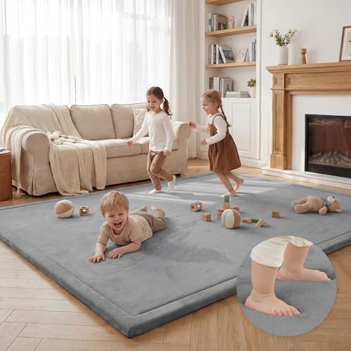 Image of Huloo Sleep Large 79 inchx158 inch Baby Activity Play Mat for Floor(Dark Gray)