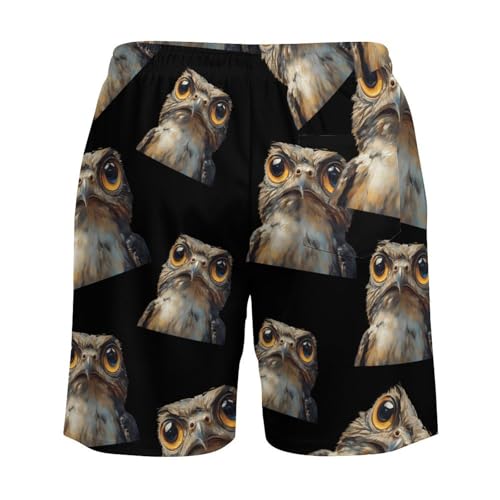 Potoo Bird Beach Shorts for Men Swim Trunks Quick Dry Swim Shorts with Compression Liner Pocket4