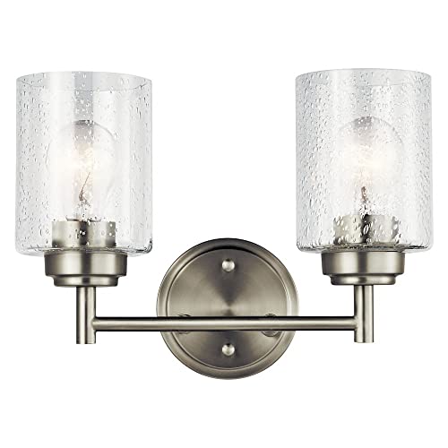 Image of KICHLER 45885BK Winslow Vanity, 2-Light 150 Total Watts, Black, 12.75 inch