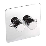 Lowenergie LED Dimmer Switch Light Switch for Dimmable Low Load Lighting Faceplate 3W to 250W 240V (DOUBLE, POLISHED CHROME)