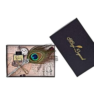 MISHITI Vintage Handgemaakte Pauwenveer Quill Dip Vulpen + Schrijfinkt 3 Penpunten Kit Set met Geschenkdoos