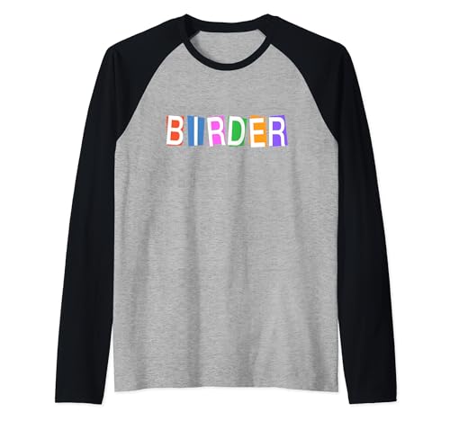 Birder Design Retro Style Color Blocks Birdwatcher Birding Raglan Baseball Tee