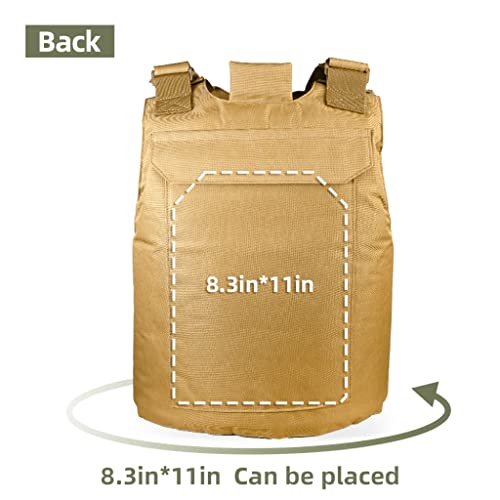 Adjcf Lightweight Tactical Vest With 2 Eva Foam Inserts - 800D Waterproof Fabric, Adjustable Straps For Paintball, Cosplay (Khaki) #TOP2