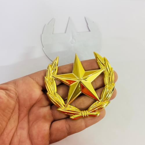 Image of Golden New Cut Star Sticker Emblems for Car & Bike Metal Lo.go and Grill Me.tal Lo.go, Auto Accessories for Car Emblem 3D Badge Auto Racing Sport Sticker Grand Tourer Decal.