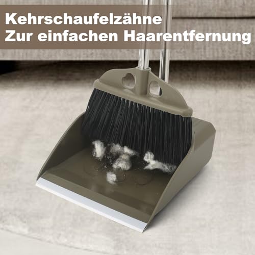 Upgrade Besen mit Kehrschaufel Set,122 cm Langer Besenstiel mit Steifen Borsten und Robuster Kehrschaufel,Perfekt für den Innen und Außenbereich,einfache Reinigung in Küche Garage Lobby und Zuhause – Bild 7