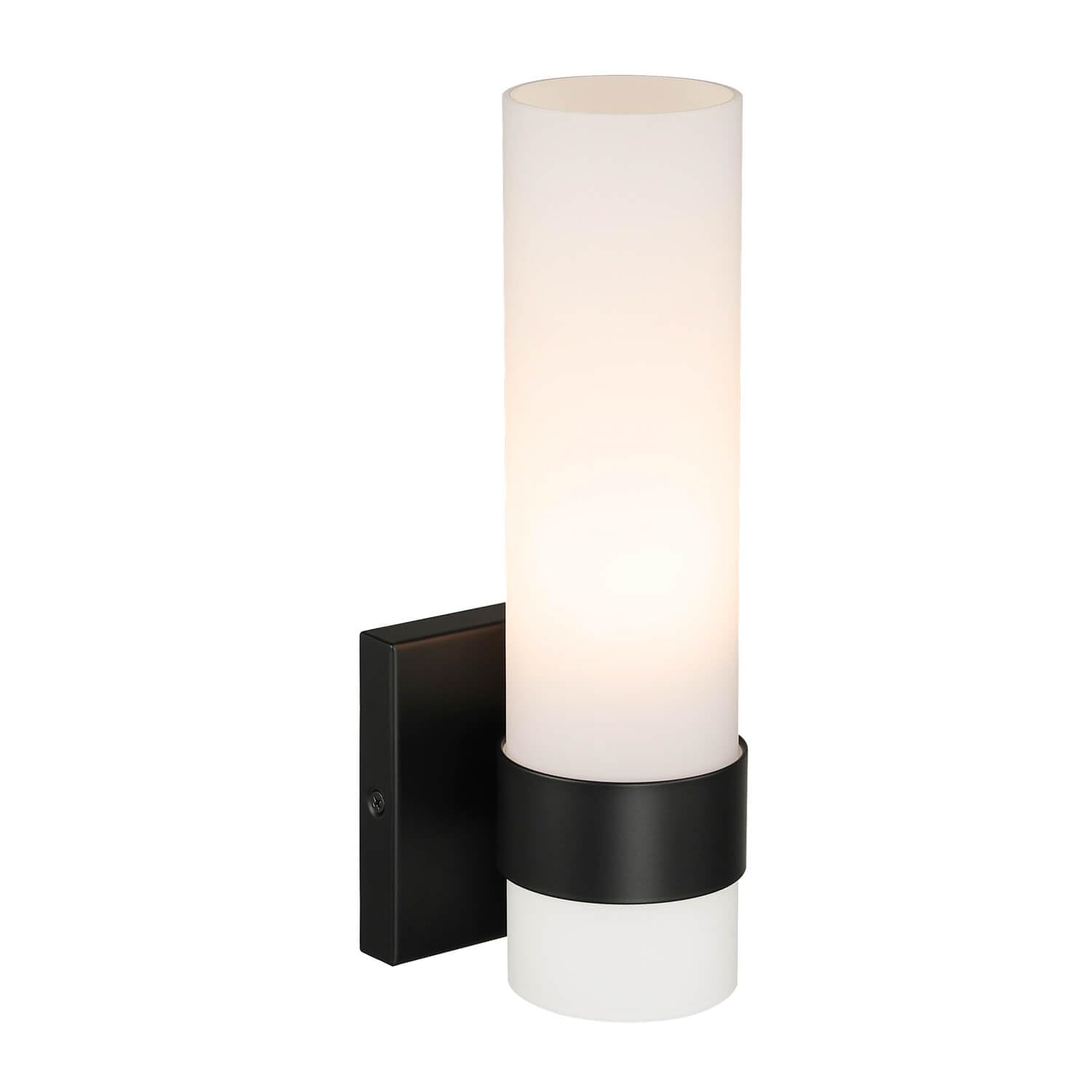 XiNBEi Black Wall Lights, Modern E27 Wall Sconce Lighting Indoor White Glass Vanity Lamp Fitting for Bathroom Corridor Hallway Bedroom & Living Room NL-W1185-MB