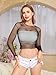 LemonGirl Women's Fishnet Long Sleeve Crop Top Mini Lingerie Mesh Babydolls Chemises Nightwear One Size Black