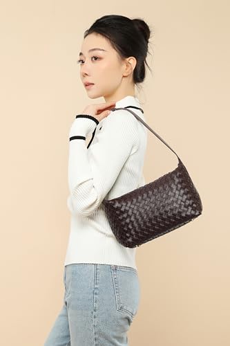Vegan Leather Woven Tote Handbag, Top-handle Shoulder Bag, Woven Leather Pure Underarm Purse, Clutch Bag Braided Bag - Image 7