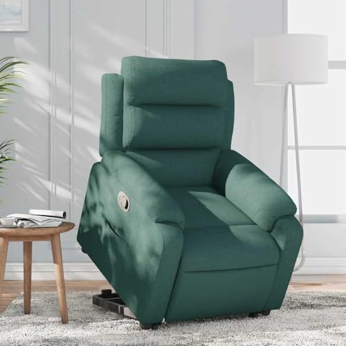 Mimdixy Sillón de relax con ayuda para levantarse, tela verde oscuro, para salón, dormitorio, fácil montaje, fácil de mantener