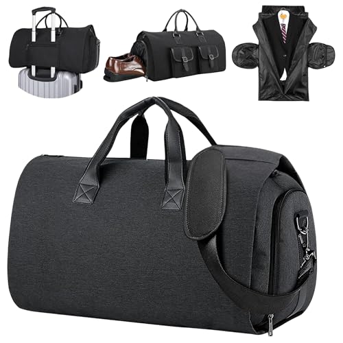 Image of Handcuffs Garment Duffel Bag Convertible Large Carry On Bags for Travel with Shoulder Strap | Hanging Suit Luggage Bag for Men & Women | Business Travelling Gifts (Black)