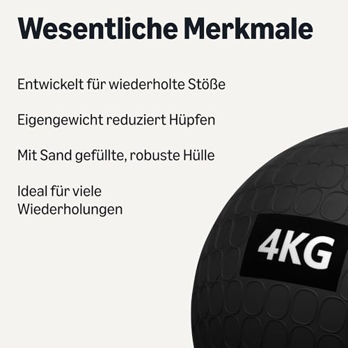 Amazon Basics – Slam-Medizinball für Übungen, 4 kg, Schwarz