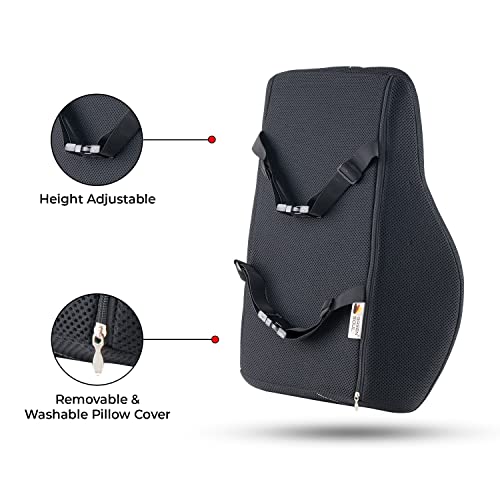 Image of Green Soul Echo Orthopedic Back /Lumbar Support Pillow| Backrest Cushion for Back Pain Relief & Posture Correction|Ideal Pure Memory Foam Back Pillow for Office Chair /Car Seat /Home Chair (Mesh Black)