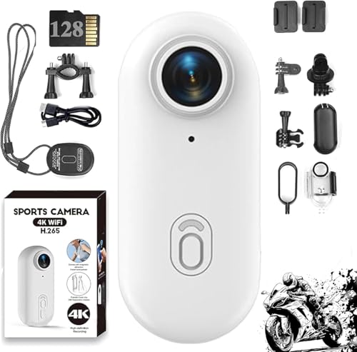 POV Pro 4k Camera, New Ultra Wide Angle HD 4k Wearable Body Adventure Action Cameras with Audio, Night Vision, Mount Anywhere, for Vlogging, Cycling (White-4k)