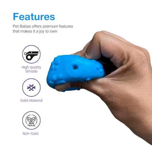 Image of Play Ball for Dogs | Durable Natural Rubber Squeaky Dog Toy | Cute Puppy Paw, Fetch & Chew Safe, Reduces Anxiety (Blue, Size 6cm)