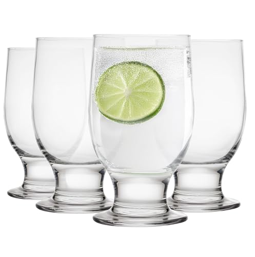 Glasmark KROSNO, 270ml, Set von 4, Trinkgläser, Glas mit Stiel, Longdrinkgläser, Wassergläser, Saftgläse, Spülmaschinenfest, Perfekt für Zuhause, Restaurants und Partys