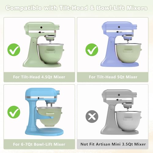 Ice Cream Maker Attachment for KitchenAid Stand Mixer, Ice Cream Bowl Fit for 4.5QT/ 5QT/ 6QT KitchenAid Stand Mixer, 2 Quart Sorbet Gelato Maker, Light Green - Thumbnail 6