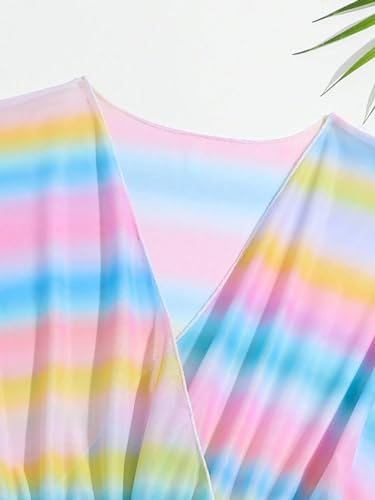 Milumia Girl's Tie Dye Coverups Wrap V Neck Sheer Cover Up Beachwear4