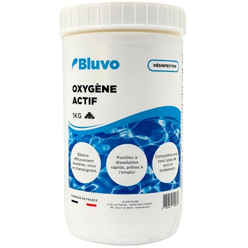 Oxygène Actif Pastilles 20g - 1KG | Désinfectant Eau Spa & Piscine sans Chlore | Traitement Choc & Entretien Longue Durée de l’Eau | Purification & Désinfection...