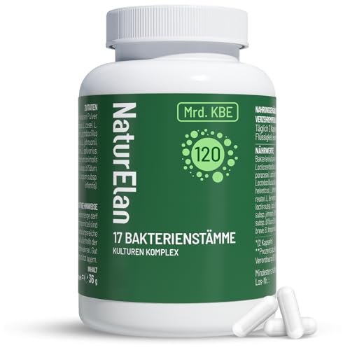 Probiotika Pro Kulturen Komplex, 17 Bakterienstämme, 120 Mrd. KBE/Tagesdosis,mit Lactobacillus & Bifidobakterien, Non-GMO & Vegan, 60 Kapseln, Darmflora