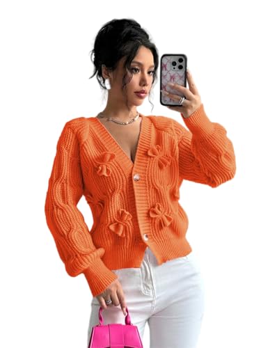 FOTKLAX Women's Bow Chunky Knit Cardigan Sweaters...