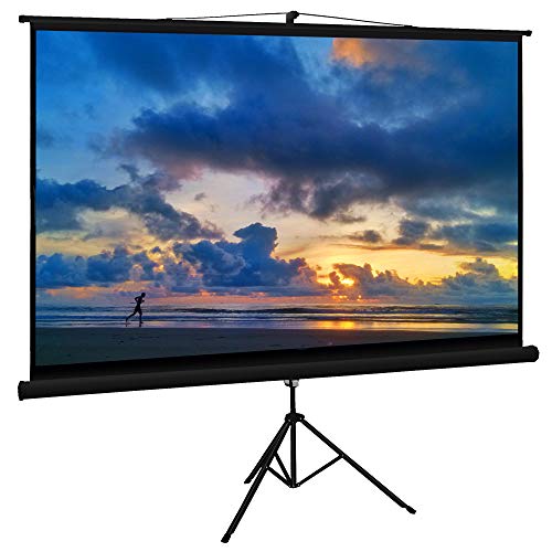 Cloud Mountain Projector Screen with Stand 100 inch 16:9 Portable Projector screen Indoor Outdoor Tripod screen for Projector Adjustable Wrinkle-Free Foldable Projection Screen(1.3 Gain, 160° Viewing)